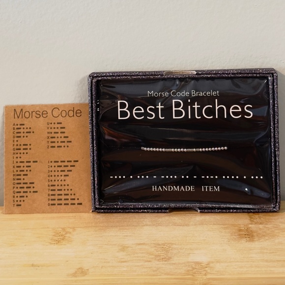 Handmade Morse Code Bracelet that says “Best Bitches” using single silver beads - Picture 2 of 4
